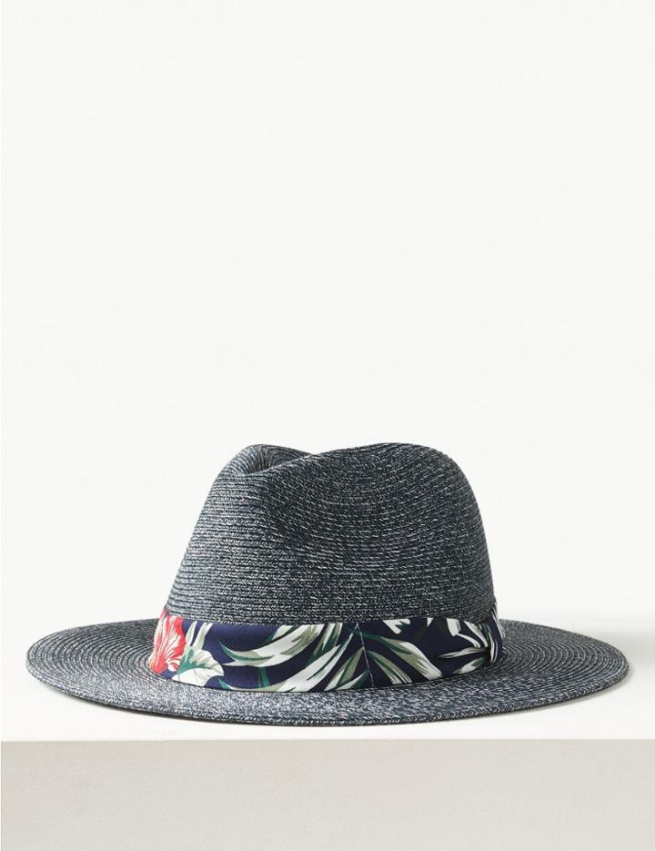 Marks & Spencer Braid Broadbrim Ambassador Hat Navy