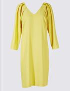 Marks & Spencer Pleated 3/4 Sleeve Tunic Midi Dress Citrus
