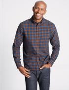 Marks & Spencer Pure Cotton Checked Shirt Amber