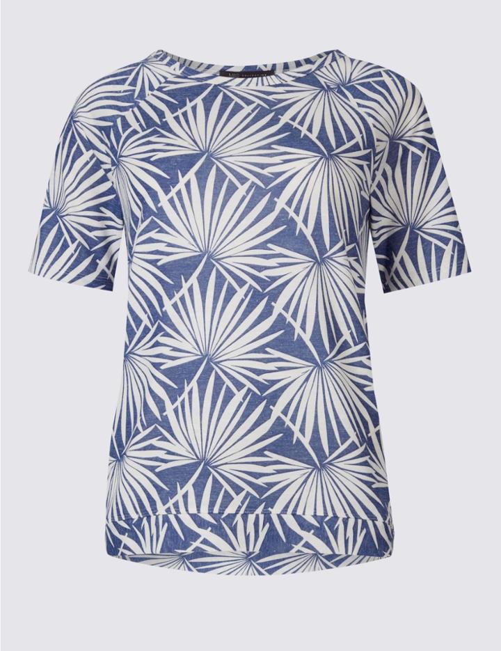 Marks & Spencer Printed Raglan Short Sleeve T-shirt Blue Mix