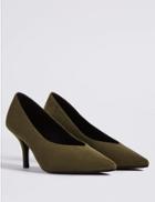 Marks & Spencer Stiletto Heel High Cut Court Shoes Khaki