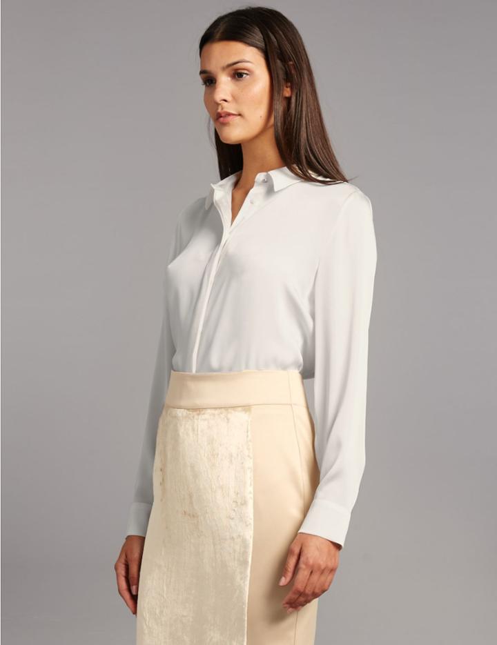 Marks & Spencer Side Split Long Sleeve Shirt Ivory