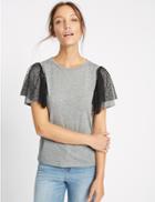 Marks & Spencer Mesh Shoulder Short Sleeve T-shirt Grey