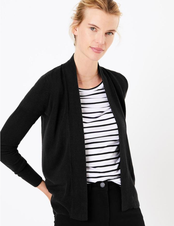 Marks & Spencer Cashmilon&trade; Edge To Edge Cardigan Black