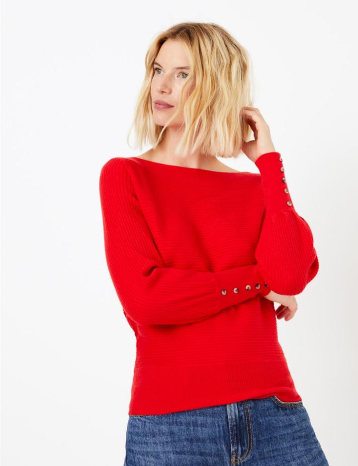 Marks & Spencer Slash Neck Long Sleeve Jumper Chilli
