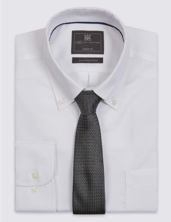 Marks & Spencer Pure Silk Contemporary Textured Tie Dark Grey