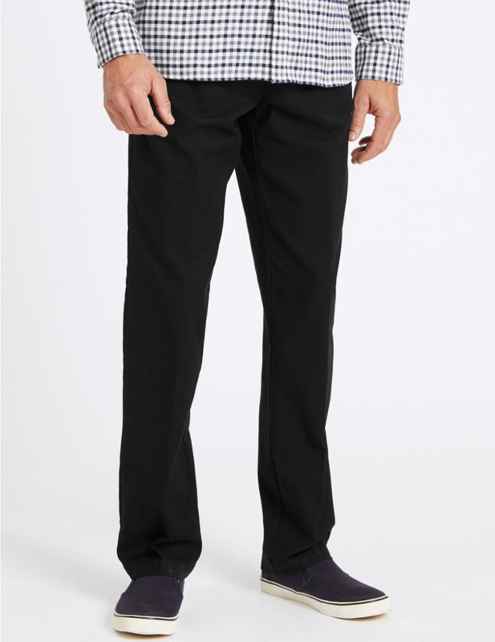 Marks & Spencer Regular Fit Cotton Rich Chinos Black
