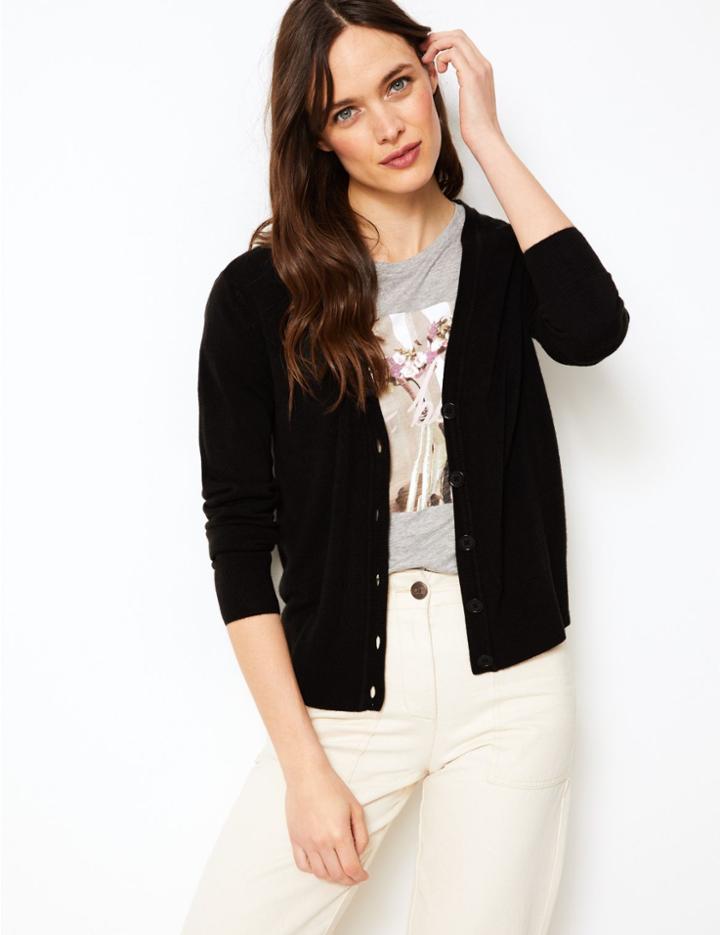 Marks & Spencer Textured Button Detailed Cardigan Black