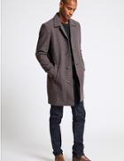 Marks & Spencer Overcoat With Wool Grey Mix