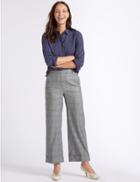 Marks & Spencer Checked Turn-up Wide Leg Trousers Blue Mix