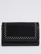 Marks & Spencer Faux Leather Twin Needle Purse Black Mix