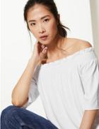Marks & Spencer Short Sleeve Bardot Soft White