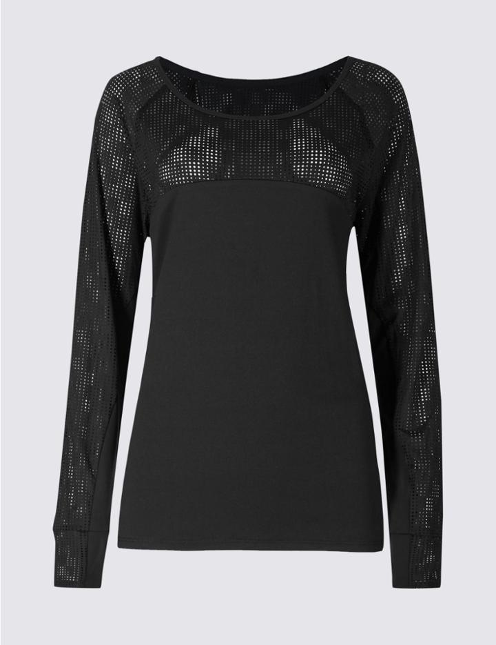 Marks & Spencer Mesh Long Sleeve Top Black