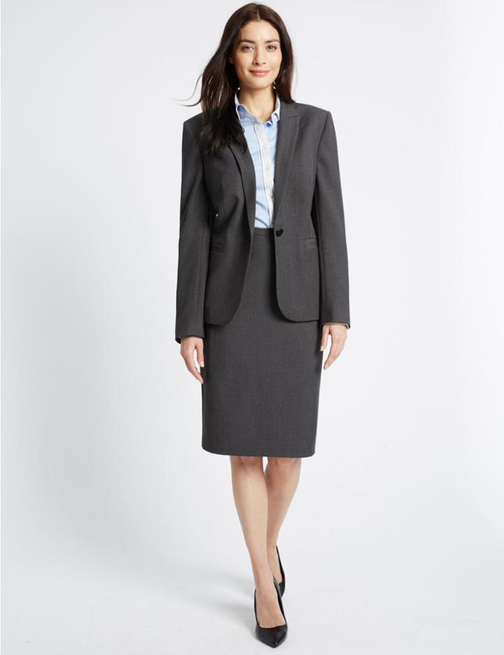 Marks & Spencer Seam Stitch Pencil Midi Skirt Charcoal