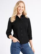 Marks & Spencer Cotton Rich Long Sleeve Shirt Black