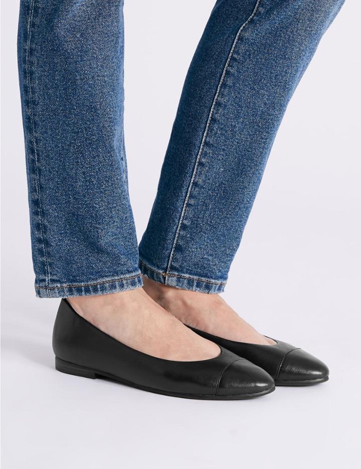 Marks & Spencer Leather Almond Toe Pumps Black