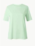 Marks & Spencer Pure Cotton Straight Fit T-shirt Light Mint