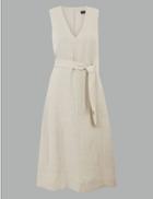 Marks & Spencer Cotton Rich Midi Waisted Dress Oatmeal