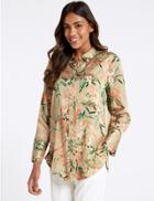 Marks & Spencer Floral Print Long Sleeve Shirt Beige Mix