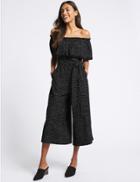 Marks & Spencer Printed Half Sleeve Jumpsuit Black Mix