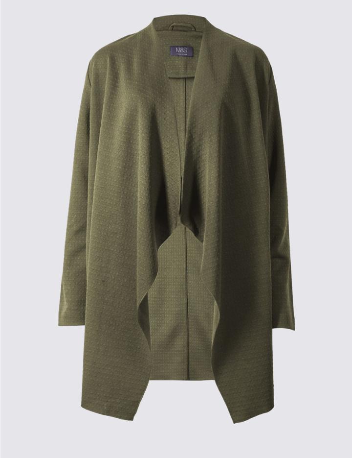Marks & Spencer Open Front Waterfall Jacket Khaki