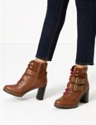 Marks & Spencer Double Buckle Hiker Ankle Boots Tan