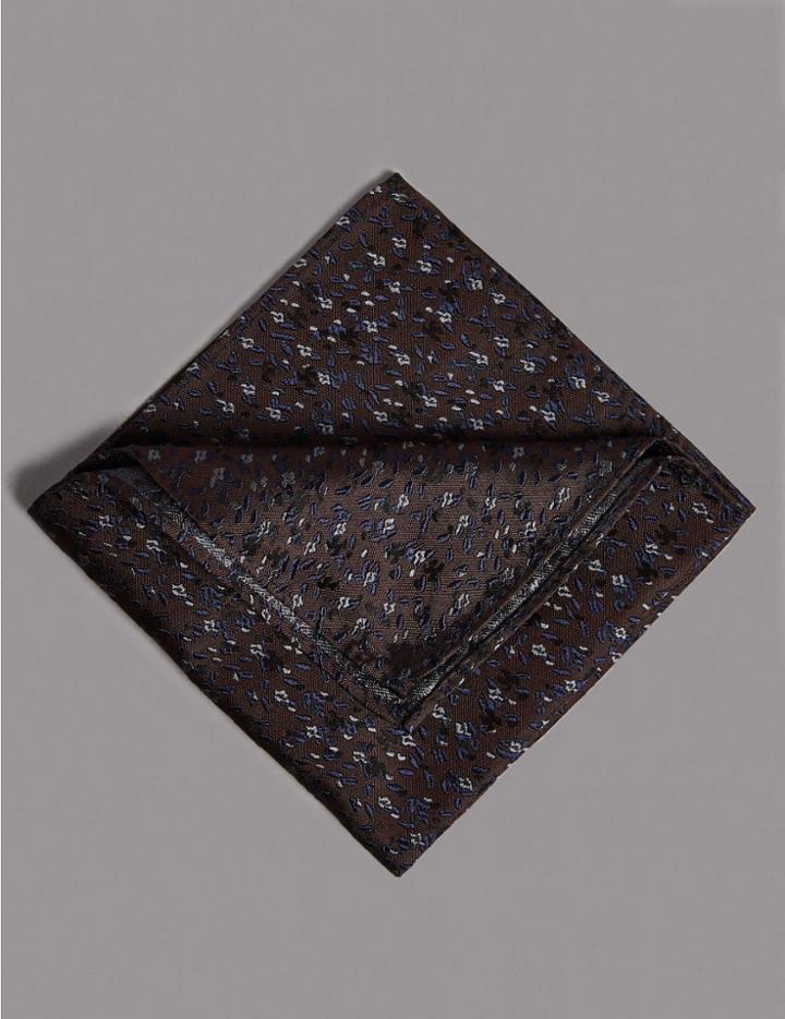 Marks & Spencer Pure Silk Floral Hank Pocket Square Raisin