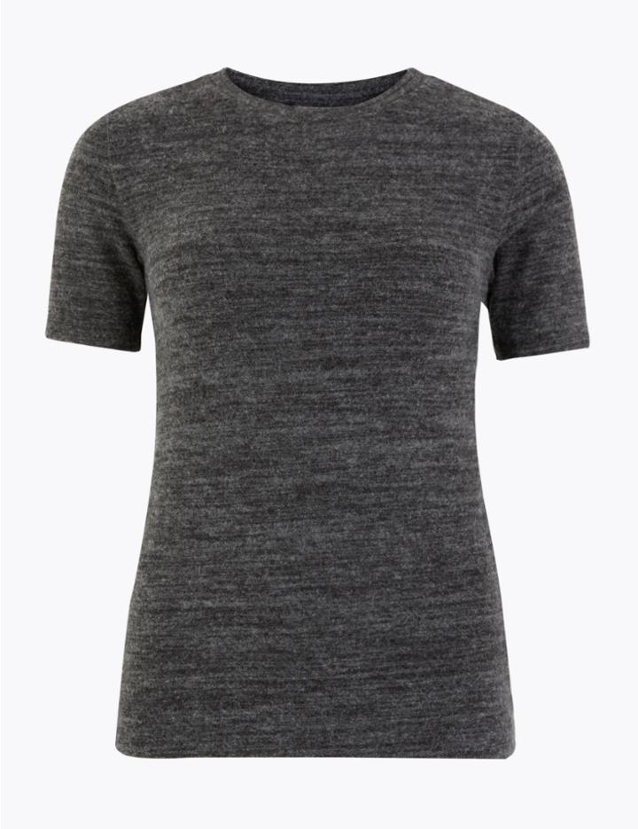 Marks & Spencer Fitted Short Sleeve Top Charcoal