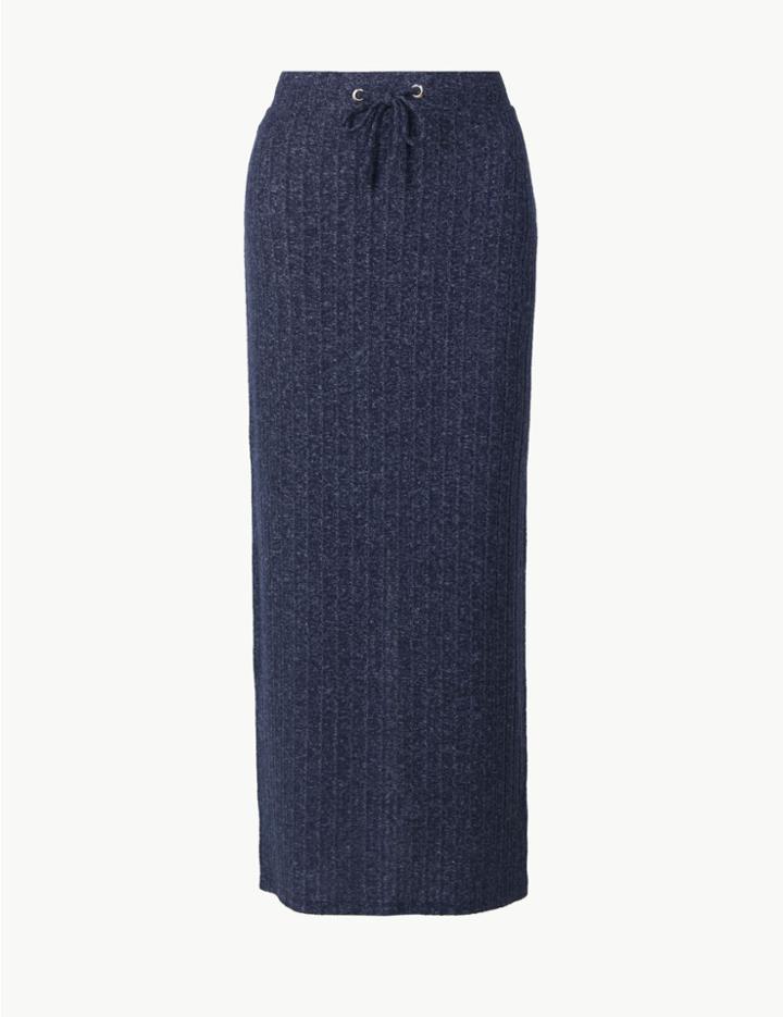 Marks & Spencer Jersey Pencil Maxi Skirt Navy Mix