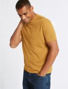 Marks & Spencer Slim Fit Pure Cotton T-shirt With Cool Comfort&trade; Ochre