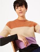 Marks & Spencer Cashmilion&trade; Colour Block Striped Jumper Brown Mix