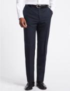 Marks & Spencer Navy Striped Regular Fit Trousers Navy