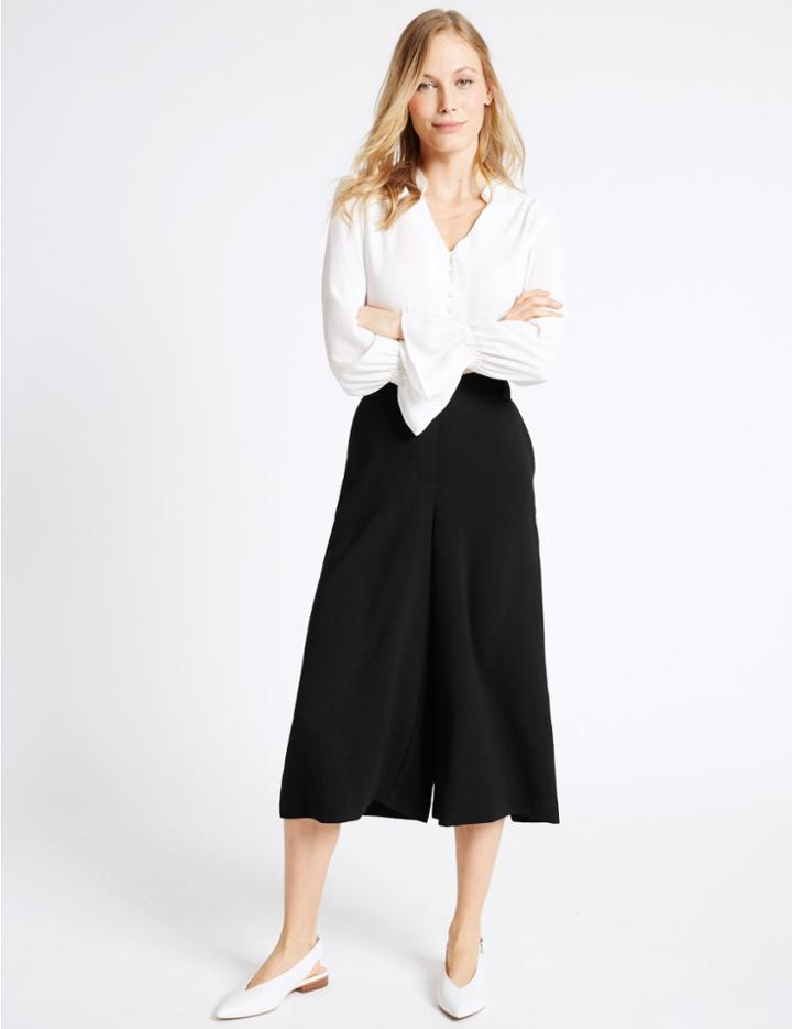 Marks & Spencer Back Pocket Cropped Culottes Black
