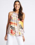 Marks & Spencer Geometric Print Halter Neck Blouse Grey Mix