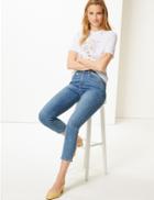 Marks & Spencer Pure Cotton Carpe Diem Straight Fit T-shirt White Mix