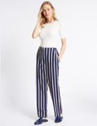 Marks & Spencer Striped Straight Leg Trousers Navy Mix