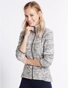 Marks & Spencer Marble Print Fleece Jacket Grey Mix