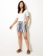 Marks & Spencer Striped Linen Shorts Ivory Mix