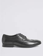 Marks & Spencer Leather Almond Toe Brogue Shoes Black