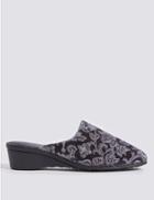 Marks & Spencer Floral Mule Slippers Grey Mix