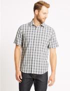 Marks & Spencer Modal Rich Checked Shirt With Pocket White Mix