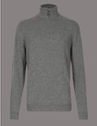Marks & Spencer Pure Cashmere Half Zipped Jumper Charcoal