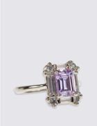 Marks & Spencer Platinum Plated Square Baguette Stone Ring Purple Mix