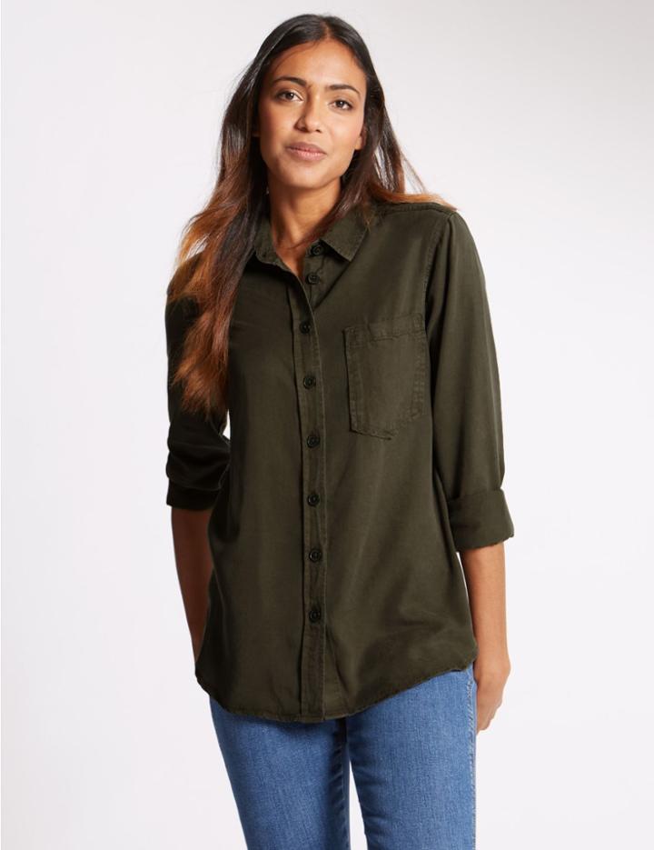 Marks & Spencer Long Sleeve Shirt Khaki