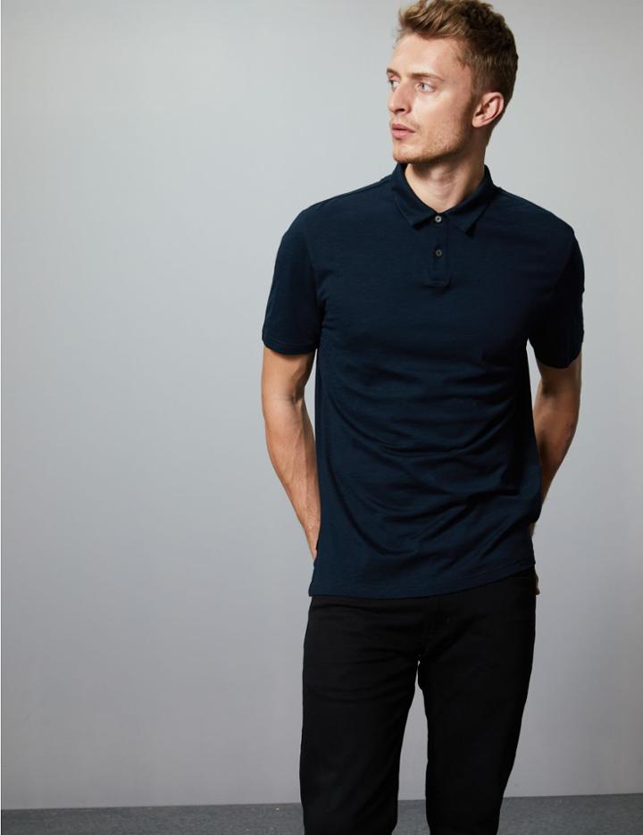 Marks & Spencer Supima&reg; Cotton Slim Fit Polo Shirt Navy