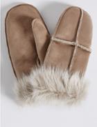 Marks & Spencer Fur Mitten Gloves Natural