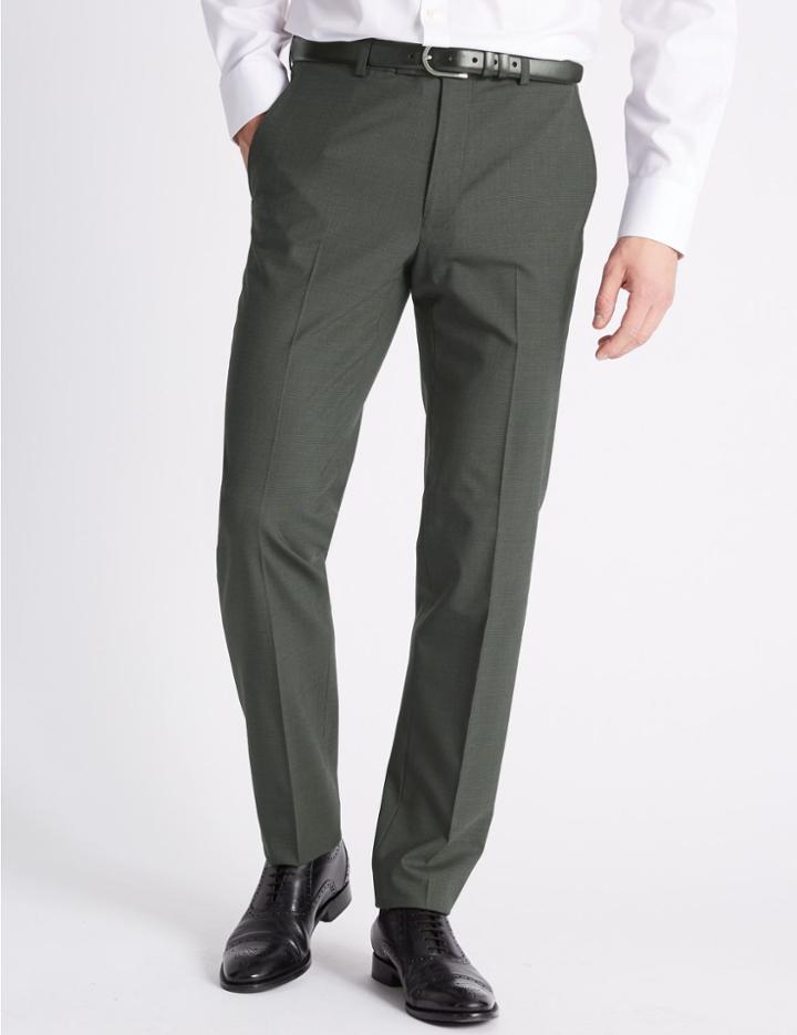 Marks & Spencer Charcoal Textured Modern Slim Fit Trousers Charcoal