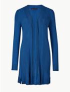 Marks & Spencer Ribbed Long Sleeve Longline Cardigan Azure Blue