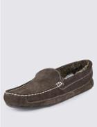 Marks & Spencer Suede Moccasin Slippers With Thinsulate&trade; Chocolate