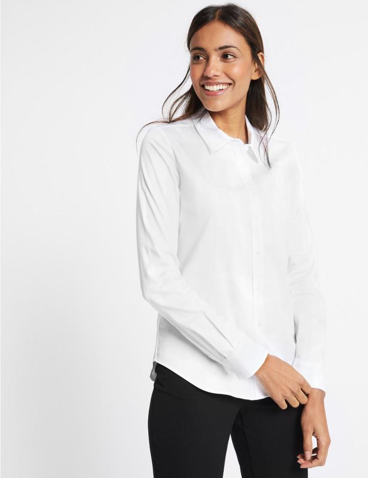 Marks & Spencer Cotton Rich Stretch Perfect Shirt White